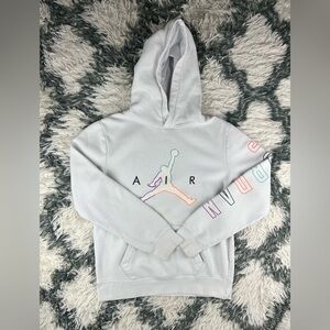 Jordan Kids Unisex Hoodie Jumpman Logo Size XL 13-15 yrs White Long Sleeve Neon